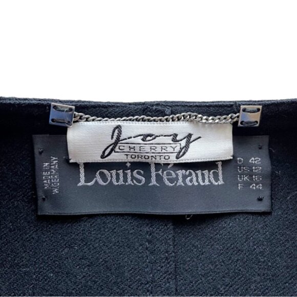 🛑 Vintage Louis Feraud Midnight Navy Wool Minimalist Straight Coat - L - Picture 6 of 11